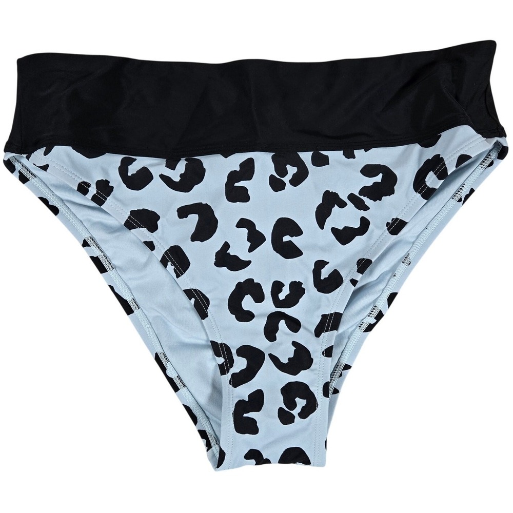 DKNY Womens High-Waist Leopard Printed Swim‎ Bottom Separates in Blue L NWT